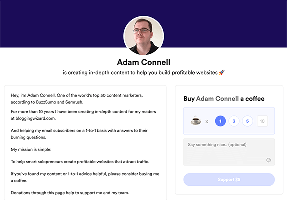 adam connell buy me a coffee