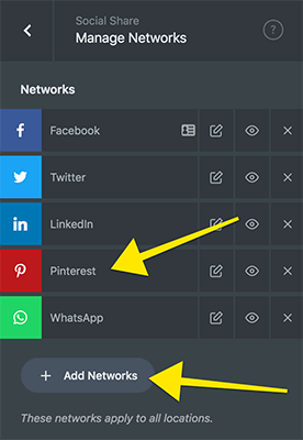Add Pinterest to your managed networks Social Snap