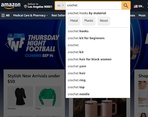amazon crochet search