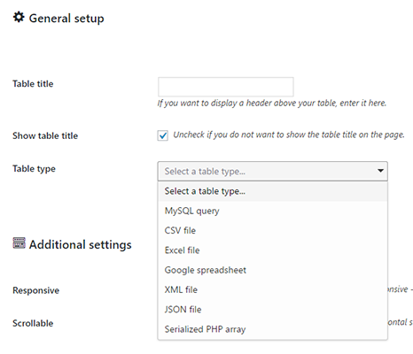 Basic Table Settings
