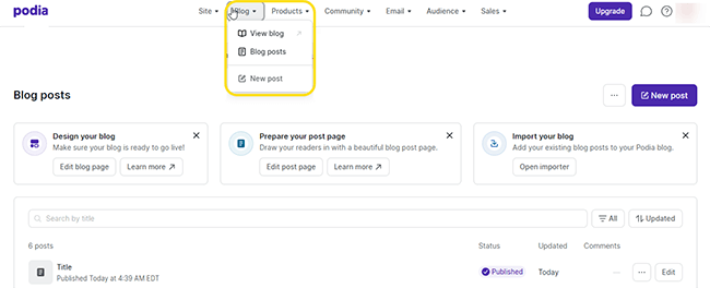 Blog builder - setup blog