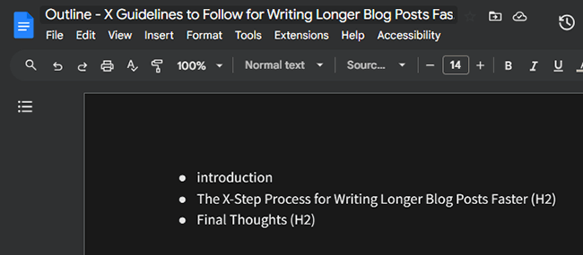 blog post outline h2 headings