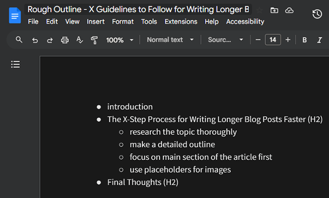 blog post rough outline