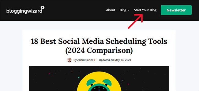 blogging wizard menu link