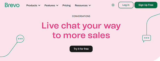 Brevo Live Chat Homepage