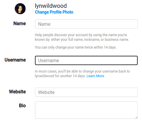 change instagram handle