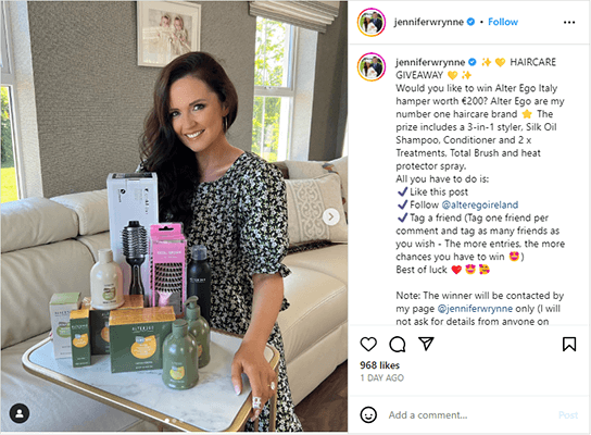 collaborative giveaway example