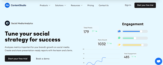ContentStudio Analytics Homepage