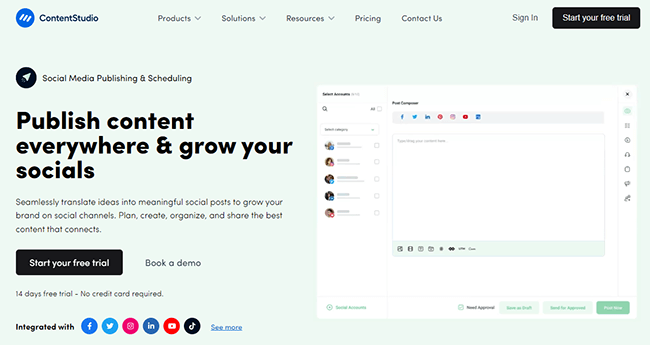 ContentStudio Scheduling Homepage