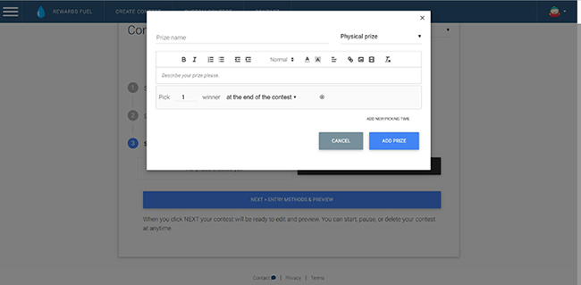 contests by rewards fuel ui