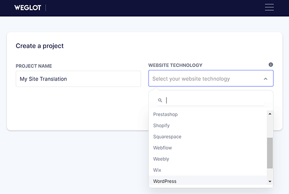 Create a weglot project