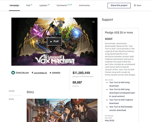 critical role kickstarter campaign