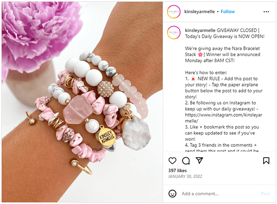 daily giveaway example