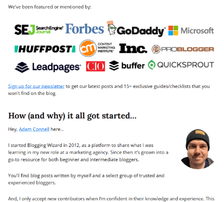 demonstrate expertise across your site bw about page