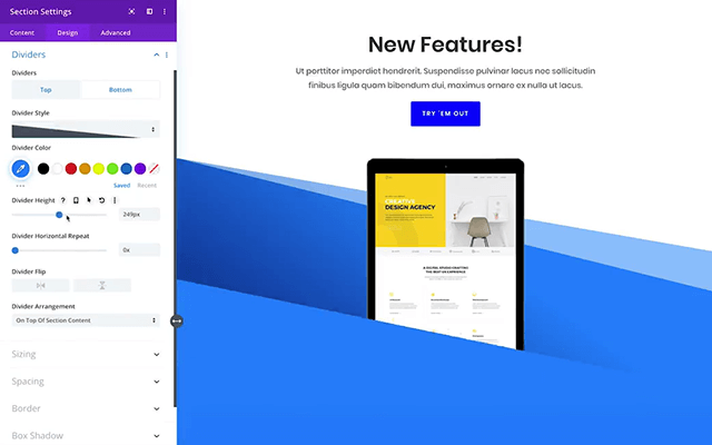 divi builder interface