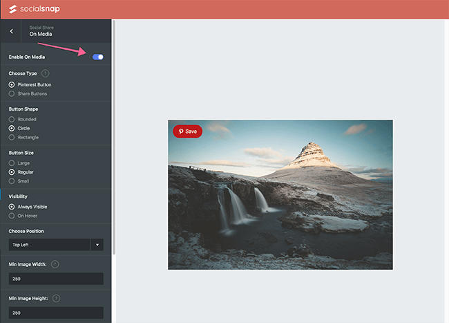Enable On Media to add Pinterest save button