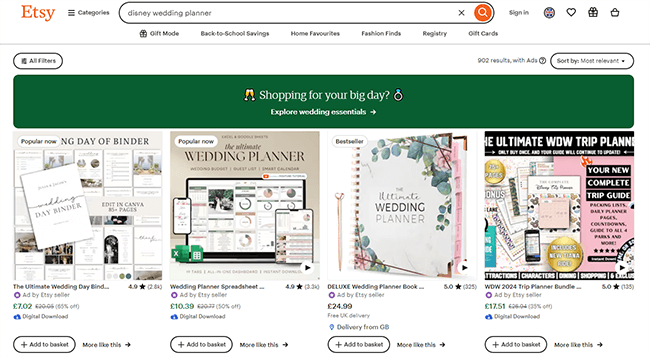 Etsy - Wedding planner