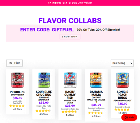 g fuel flavor collabs