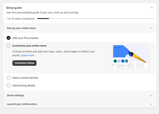 getting started account dashboard
