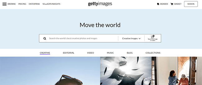 getty images homepage
