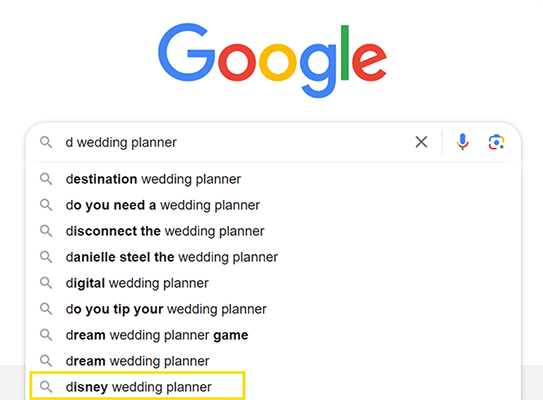 Google Search - Wedding planner