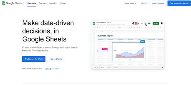 Google Sheets Homepage