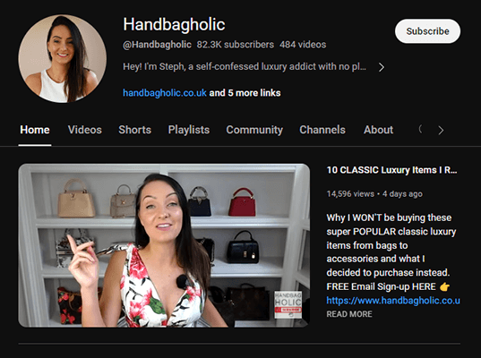 handbagholic youtube