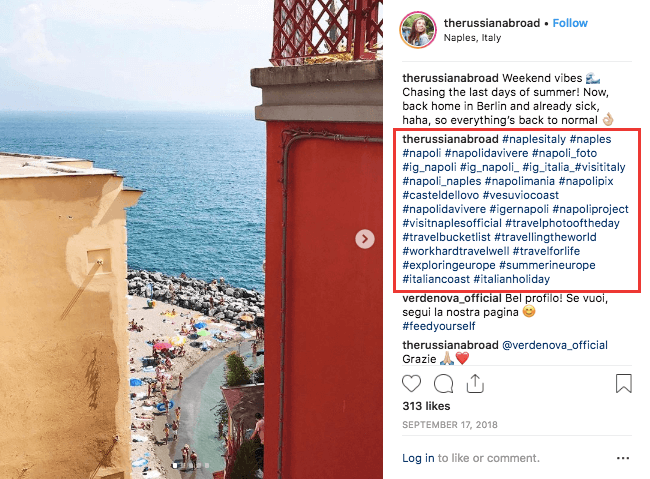 Hashtags in the first comment