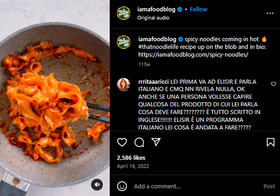 i am a food blog instagram reel