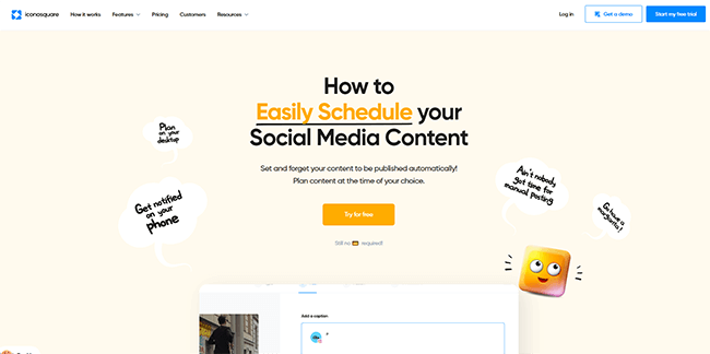 Iconosquare Scheduling Homepage