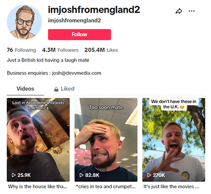 imjoshfromengland2 tiktok