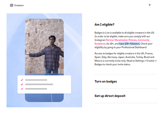 instagram badges requirements