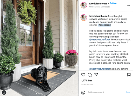 instagram sponsored post