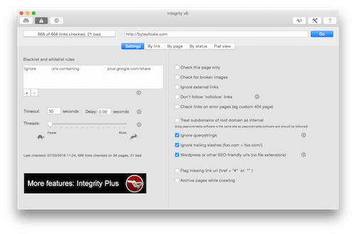 Integrity Bad Links Report