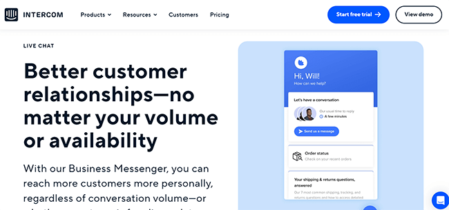 Intercom Homepage