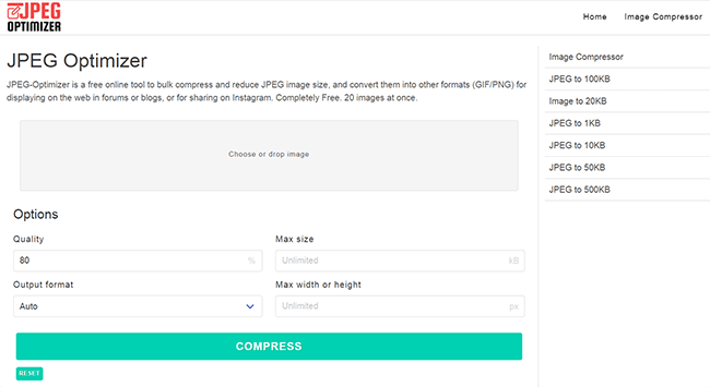 jpeg optimizer homepage