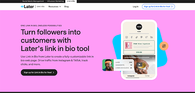 Later Link In Bio Homepage