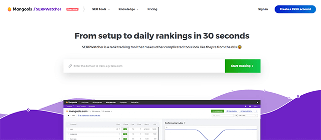 Mangools Rank Tracker Homepage