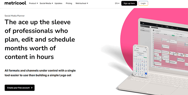 Metricool Scheduling Homepage