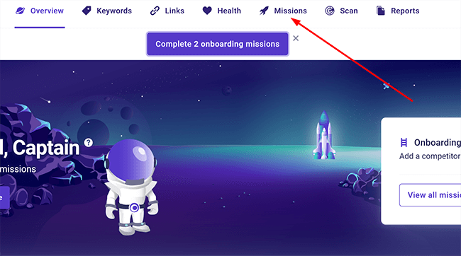 Missions - Dashboard