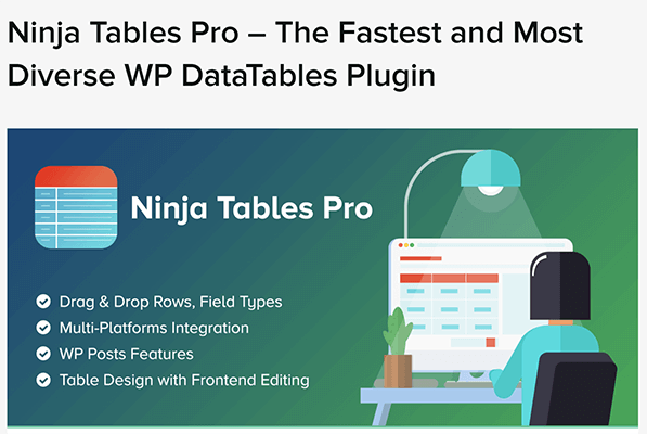 ninja tables pro homepage