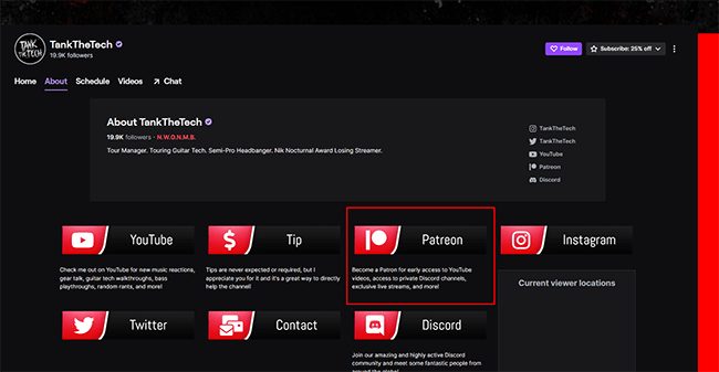 patreon linked to about page