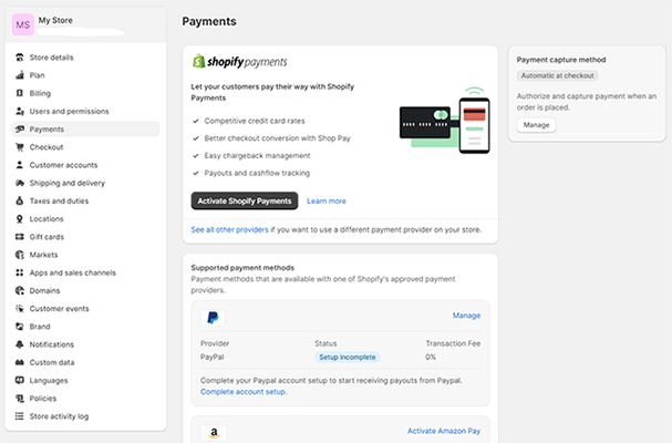 payments settings