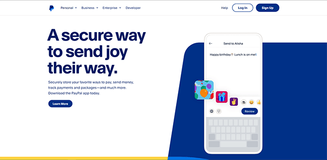 paypal homepage