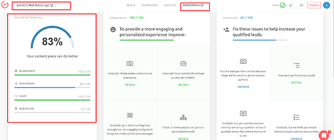 performance recommendations features
