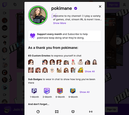 pokimane sub emotes