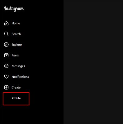 profile page in sidebar menu
