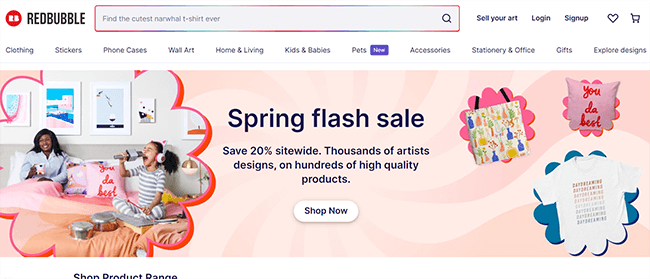 redbubble homepage