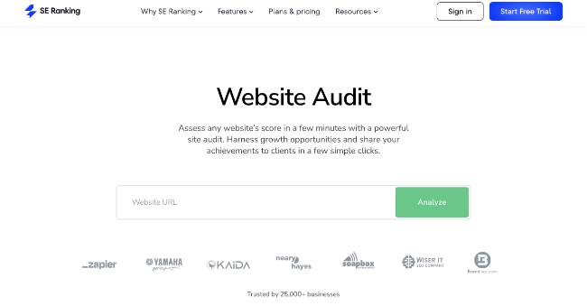 se ranking website audit homepage