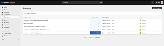 segments apply filter